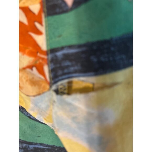 AS IS Silk Club Mens Graphic Shirt Polynesian Inspired Fabric Project Repurpose - Picture 10 of 14